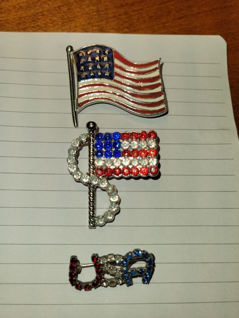 US 250th Birthday United States Semiquincentennial American Flag Pin Set